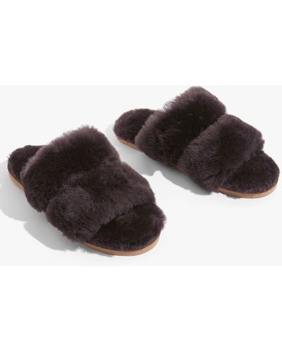 Country Road Australian Made Shearling Double Slide - Black