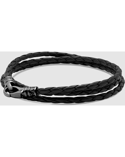 Nialaya Wrap Around Leather Bracelet - Black