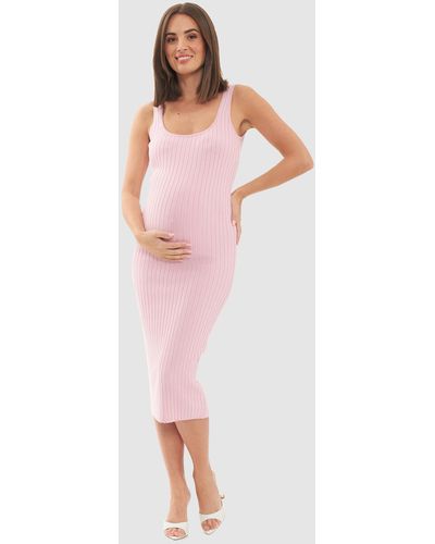 Ripe Maternity Carmen Rib Knit Dress - Pink