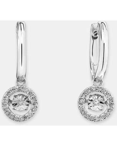Michael Hill Everlight Earrings With 0.25 Carat Tw Of Diamonds In Sterling - Metallic