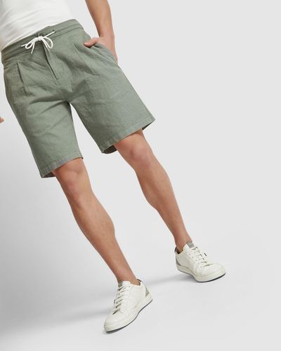 OXFORD Barney Linen Blend Shorts - Green