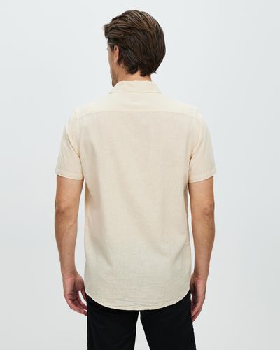 Staple Superior Hamilton Linen Blend Ss Shirt - White