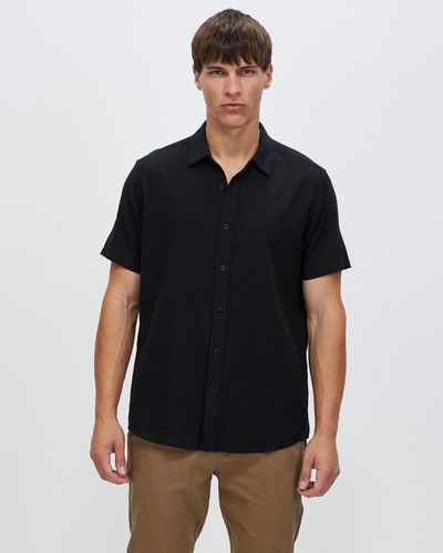 Staple Superior Hamilton Linen Blend Ss Shirt - Black