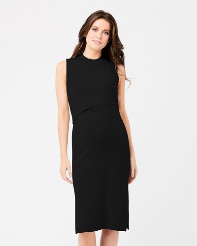 Ripe Maternity Layered Knit Nursing Dress - Black