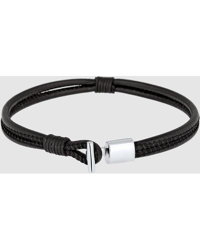 Kuzzoi Iconic Exclusive Bracelet Genuine Leather Knot 925 Sterling Silver - Black