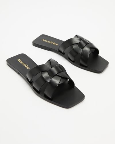 Atmos&Here Soleil Leather Sandals - Black