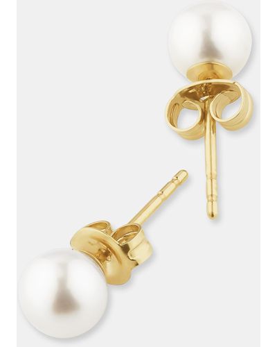 Michael Hill Stud Earrings With 5mm Round Cultured Freshwater Pearl In 10kt Gold - Yellow