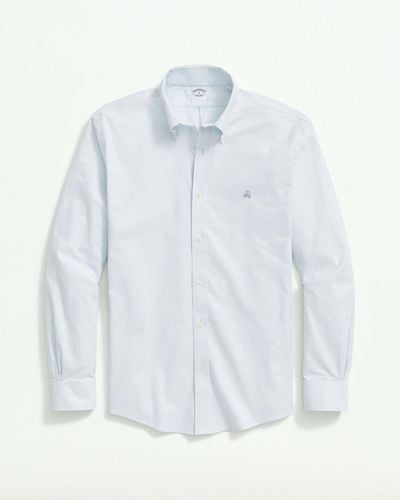 Brooks Brothers Stretch Non-iron Oxford Button-down Collar Sport Shirt - Blue