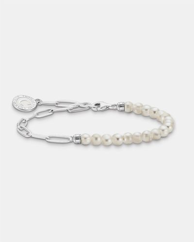 Thomas Sabo Charm Bracelet With Pearls And Chain Links - Metallic