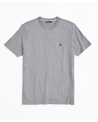 Brooks Brothers Washed Supima Cotton Logo Crewneck T Shirt - Grey