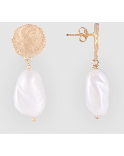 FAIRLEY Ancient Coin Pearl Drops - White