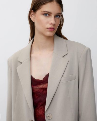 Pull&Bear Oversize Double Breasted Buttoned Blazer - Multicolour