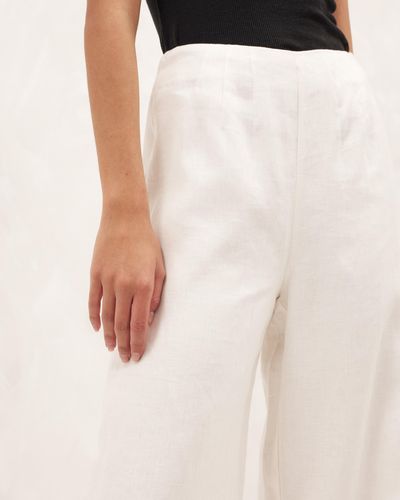 AERE High Waist Linen Trousers - White