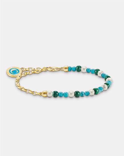 Thomas Sabo Member Charm Bracelet With Pearls, Malachite And Charmista Disc Plated - Blue