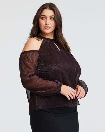 Estelle Lurex Cold Shoulder Top - Black