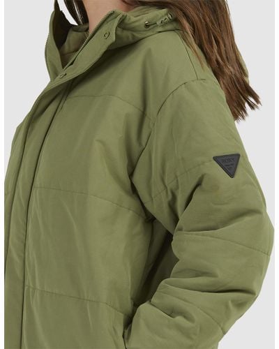 Roxy Ocean Ways Hooded Puffer Jacket For Women - Green
