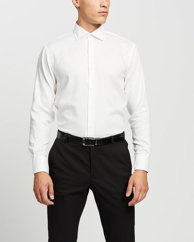 Van Heusen Euro Tailored Fit Herringbone Shirt - White