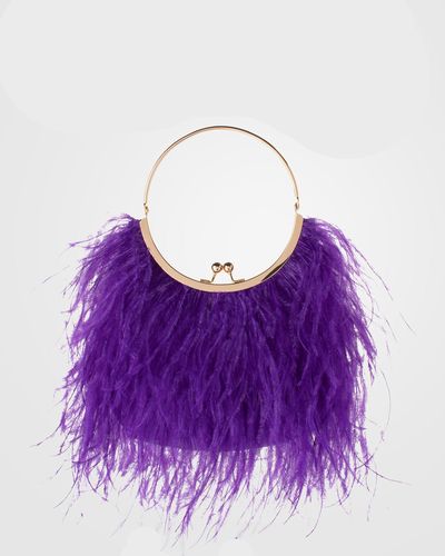 OLGA BERG Penny Feathered Frame Bag - Purple