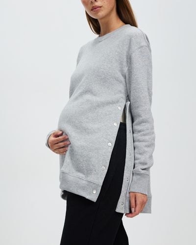 Cotton On Maternity Classic Washed Stud Side Fleece Crew - Grey