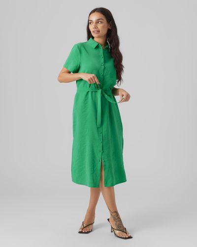 Vero Moda Queeny Calf Shirt Dress - Green