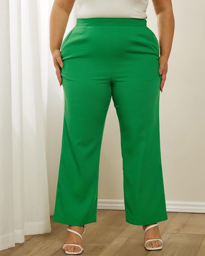 Atmos&Here Curvy Valencia Textured Trousers - Green