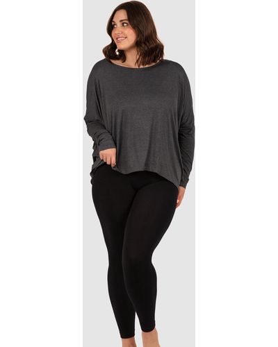 B Free Intimate Apparel Bamboo Boat Neck Long Sleeve Top - Grey