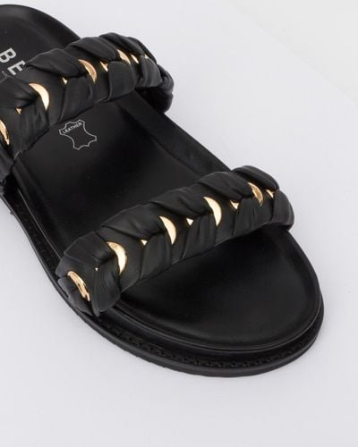Betts Tuvalu Braided Leather Footbed Slides - Black