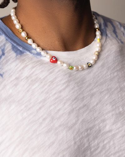 Nialaya Smiley Face Choker With Assorted Beads - Multicolour