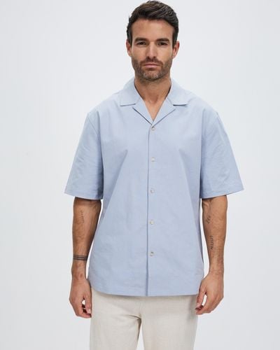 Staple Superior Asher Seersucker Shirt - Blue