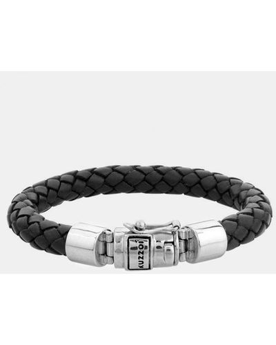 Kuzzoi Iconic Exclusive Bracelet Genuine Leather Cool Basic Trend 925 Sterling Silver - Black