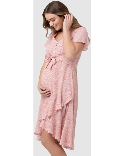 Ripe Maternity Vanessa Tie Front Dress - Pink