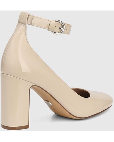 Wittner Porcha Patent Leather Block Heel Court Shoes - Natural