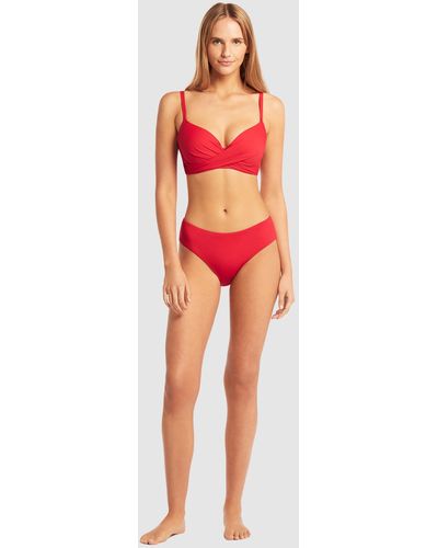 Sea Level Essentials Cross Front Moulded Underwire Bra - Red
