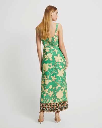 OXFORD Simone Linen Blend Printed Dress - Green
