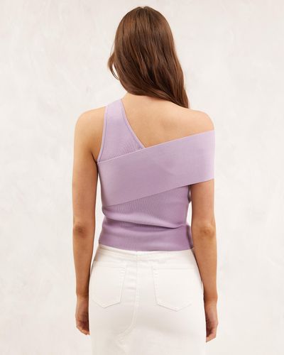 AERE Off Shoulder Knit Top - Purple