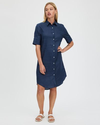 White By FTL Hettie Shirt Dress - Blue