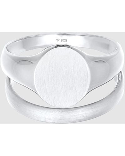 Kuzzoi Iconic Exclusive Ring Men Set Basic Minimal Trend In 925 Sterling - Metallic