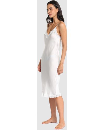 Papinelle Camille Silk Lace Long Slip Nightie - White