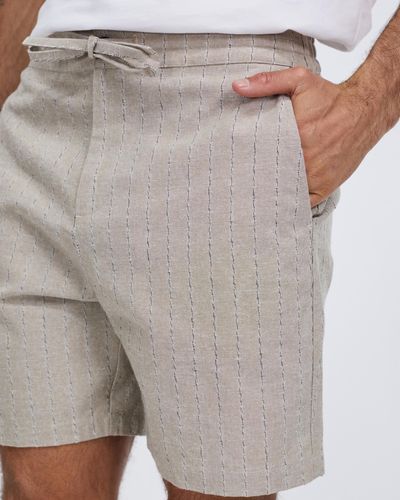 Staple Superior Newport Textured Linen Blend Shorts - White
