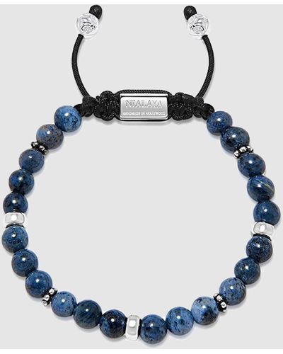 Nialaya Beaded Bracelet With Dumortierite And Silver - Blue