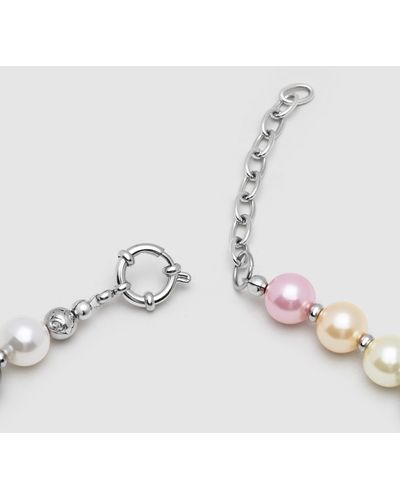 Nialaya Pastel Pearl Necklace With Silver - Multicolour