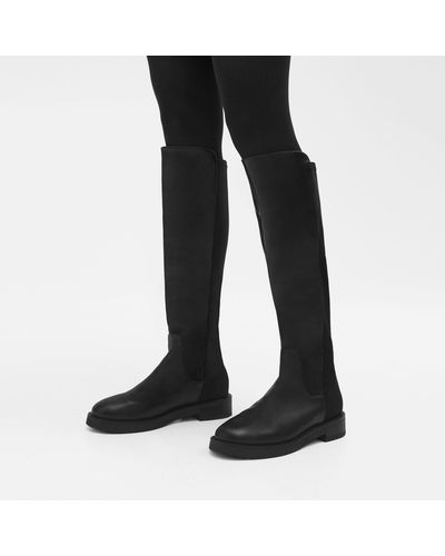 Theory Knee-high Pull-on Boot In Leather - Black