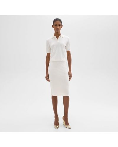 Theory Slim Pencil Skirt In Regal Wool - White