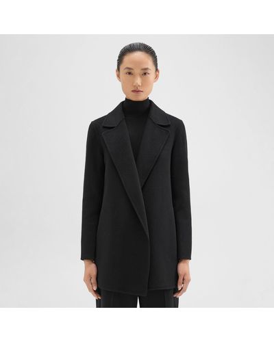 Theory Clairene Jacket In Double-face Wool-cashmere - Black