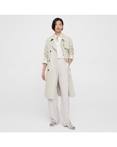 Theory Double-breasted Trench Coat In Cotton-blend - White