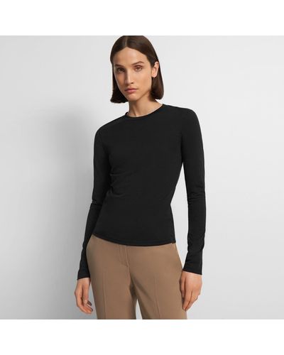Theory Tiny Long-sleeve Tee In Organic Cotton - Black