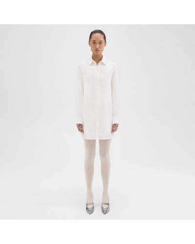 Theory Button-up Tunic In Crepe - White