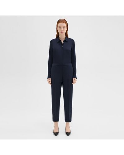 Theory Treeca Pull-on Pant In Admiral Crepe - Blue