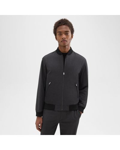 Theory Tailored Bomber Jacket In Stretch Wool - Black
