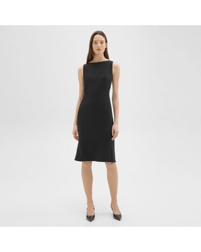 Theory Flared Dress In Crepe - Black